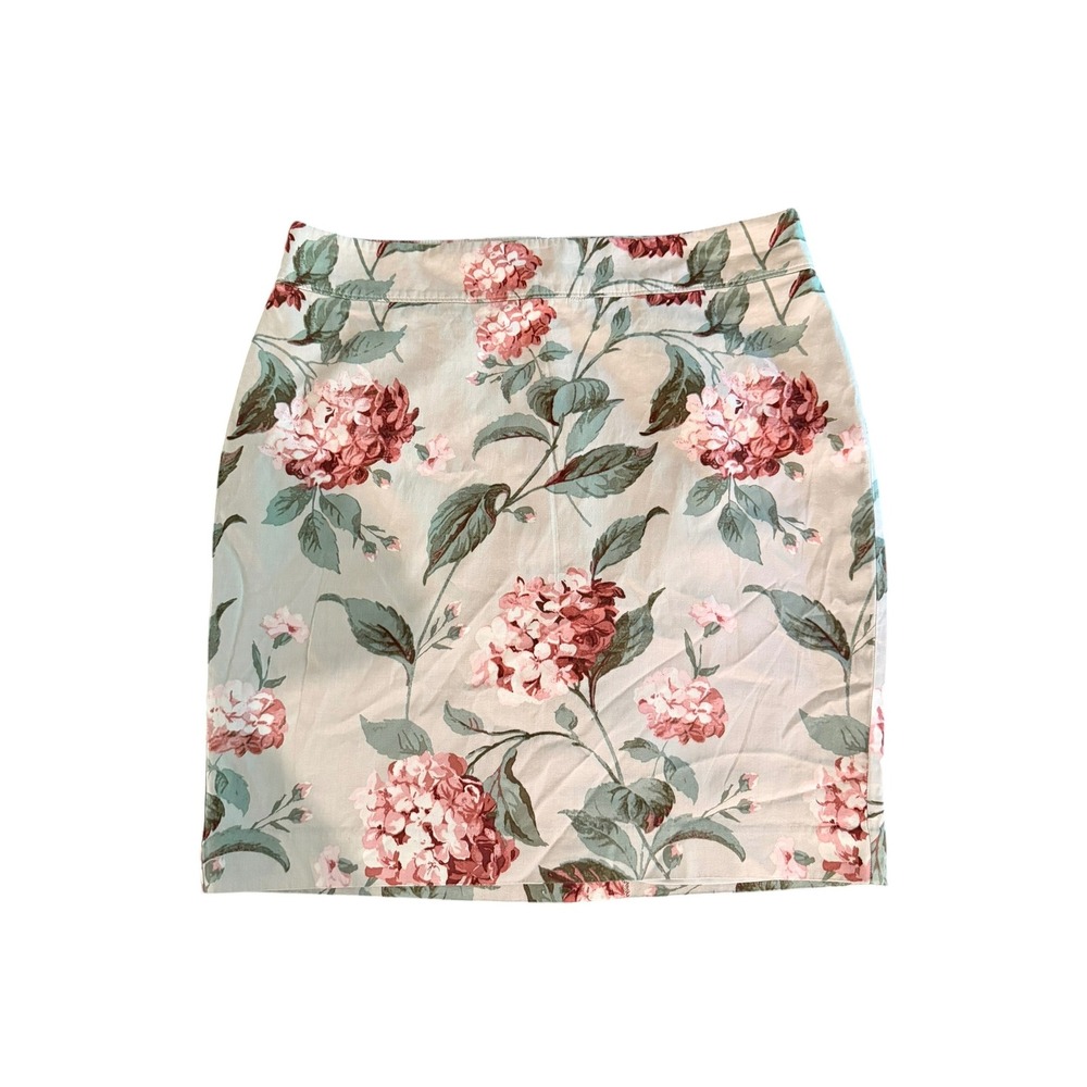 Ann Taylor Loft Floral Print Hydrangea Skirt Sz 12 Cotton Cottagecore Coquette - Picture 2 of 9